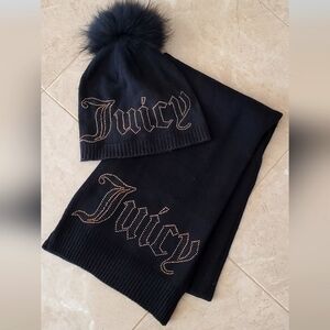 AUTHENTIC JUICY COUTURE BLACK LABEL KNIT HAT SCARF SET